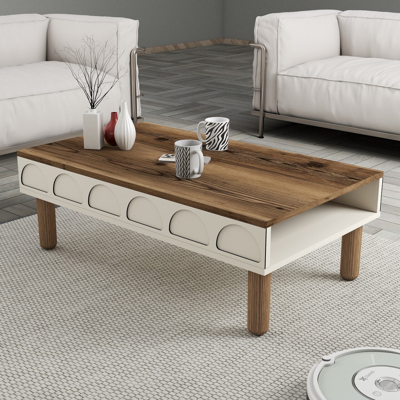 Masuta de cafea, Hanah Home, Bohem 853, 180x35.6x60 cm, Crem - imagine 5